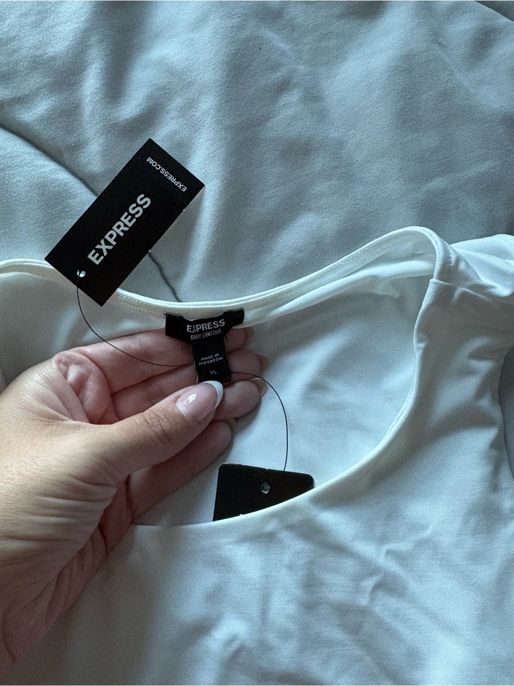 Express White Ribbed Tank Bodysuit - Picture 3 of 4